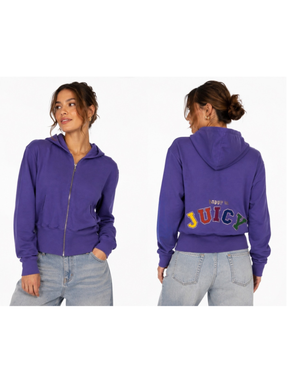 Women's Juicy Couture Zip-Up Hoodie Size M Purple Multicolor - 660